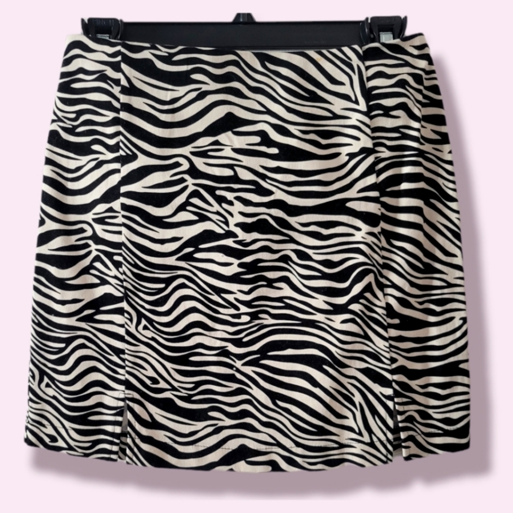 Zebra Print Mini Skirt with Slit